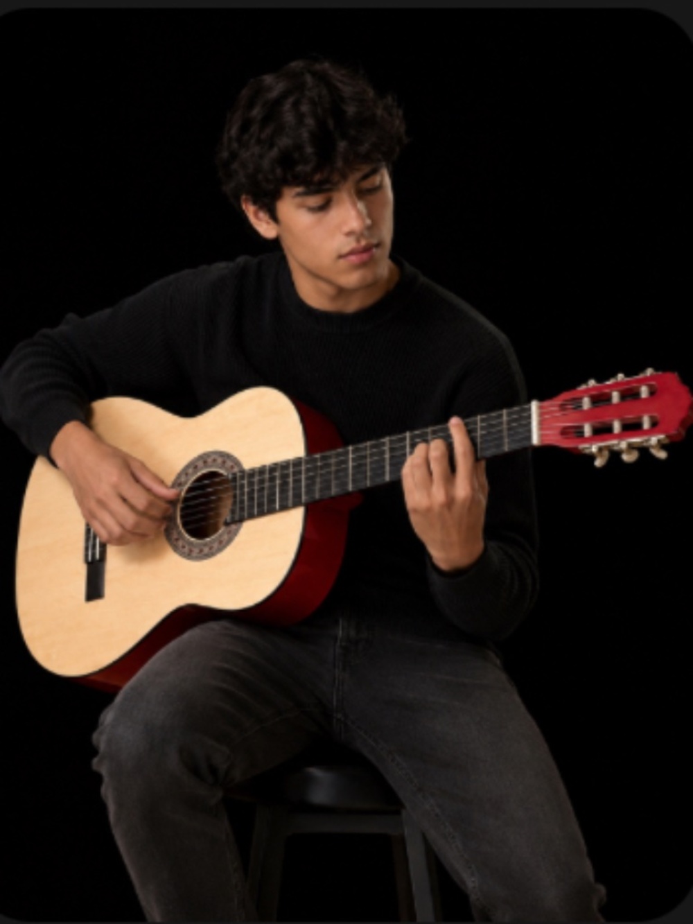 Classic Acoustic Guitar Full Size Natural Wood Red Back & Sides Metal Strings